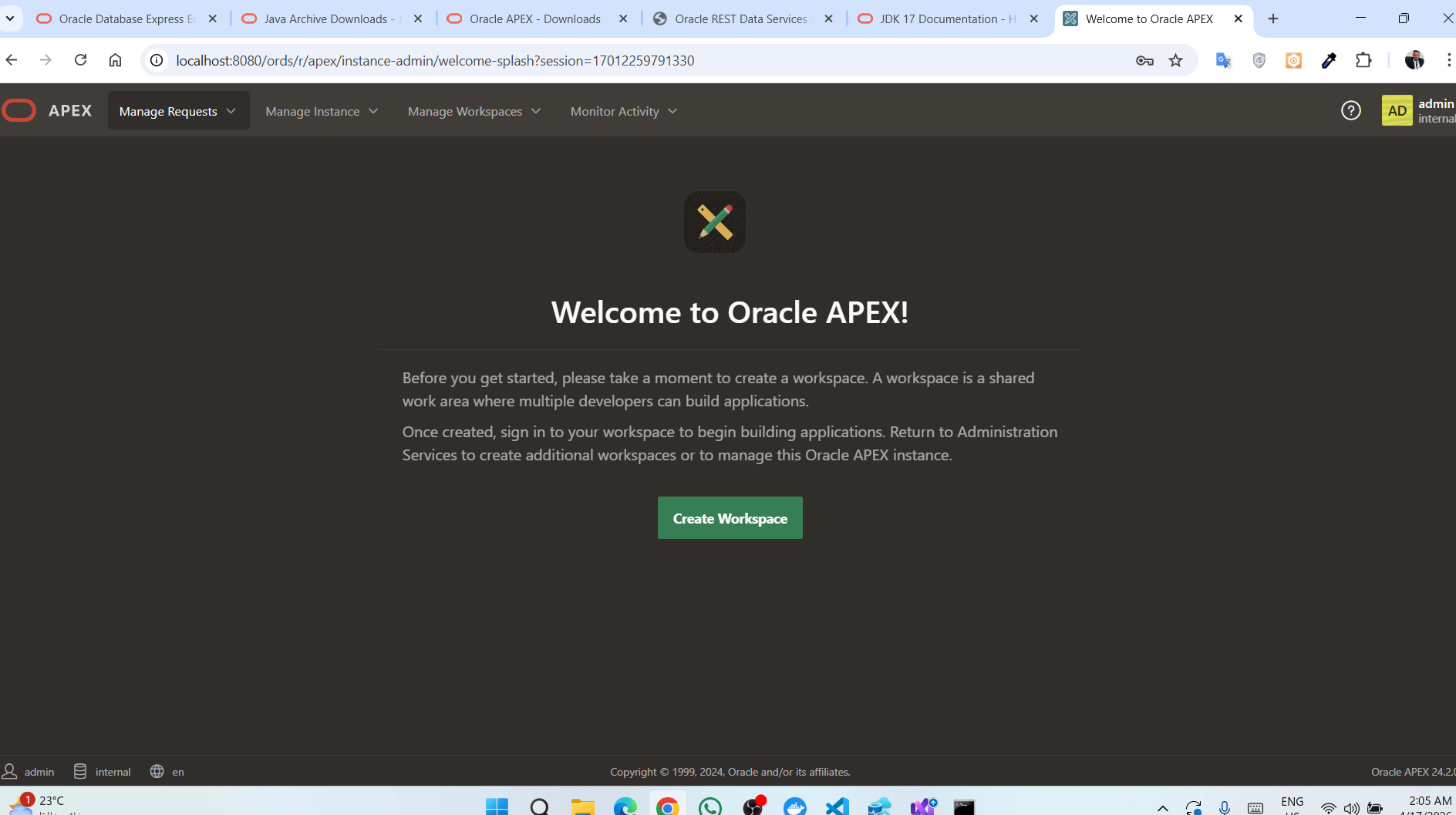 APEX Welcome